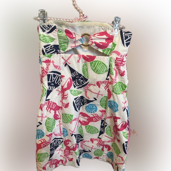 Lilly Pulitzer Rock The Boat Strapeless Dress with Gold Ring back size 2 EUC - Picture 3 of 4